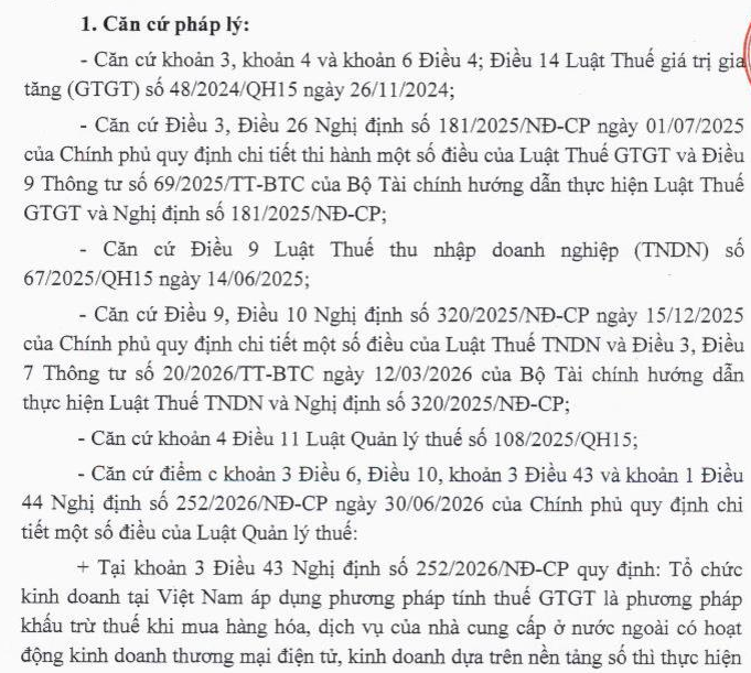 Ảnh 1: Căn cứ pháp lý được viện dẫn trong văn bản – nguồn Cổng thông tin Bộ Tài chính