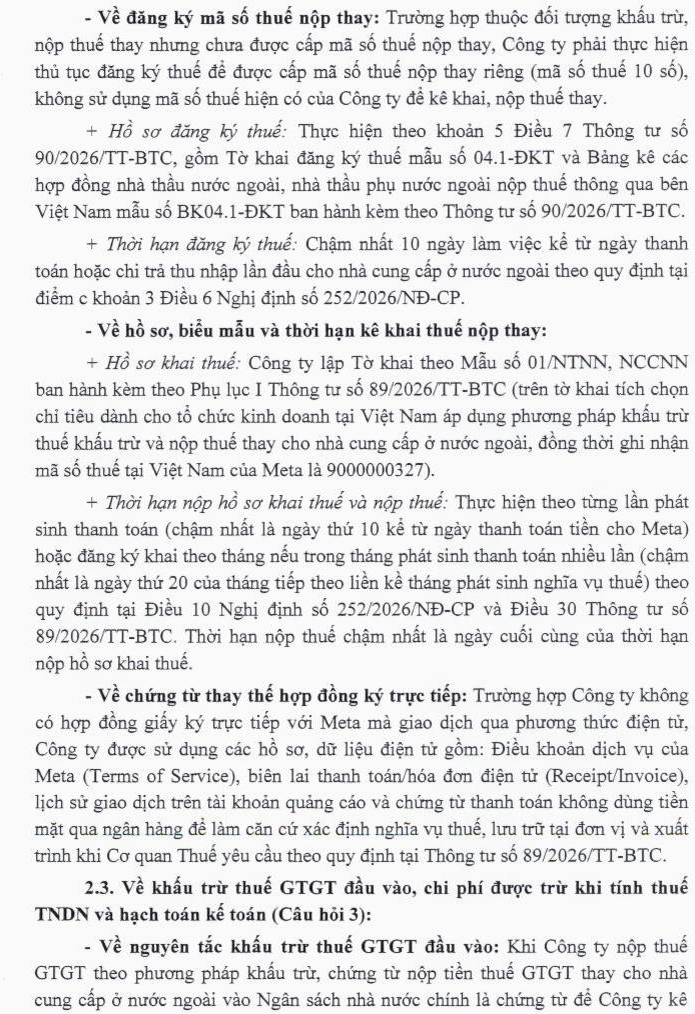 Ảnh 3: Mã số thuế nộp thay, hồ sơ kê khai, thời hạn và chứng từ điện tử – nguồn Cổng thông tin Bộ Tài chính