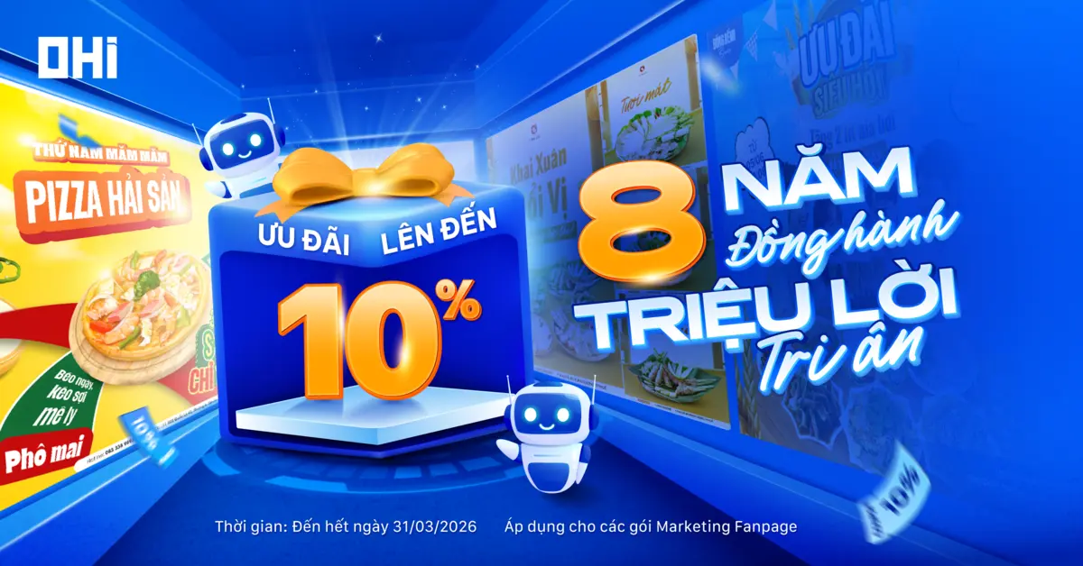 8 NĂM ĐỒNG HÀNH – TRIỆU LỜI TRI ÂN: ƯU ĐÃI MARKETING FANPAGE LÊN ĐẾN 10% TỪ OHI