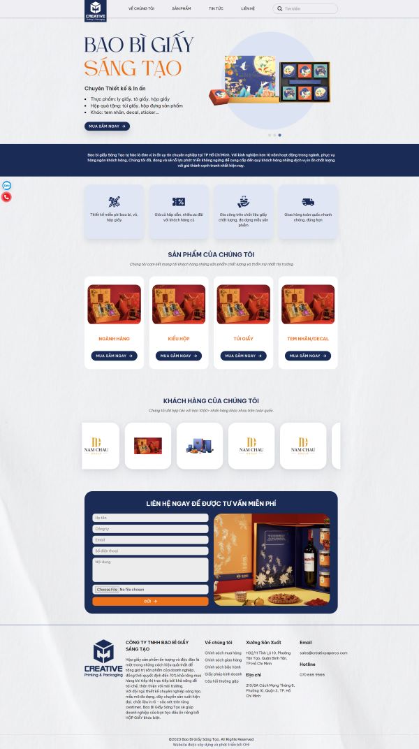 Website CT TNHH Bao bì giấy Sáng Tạo